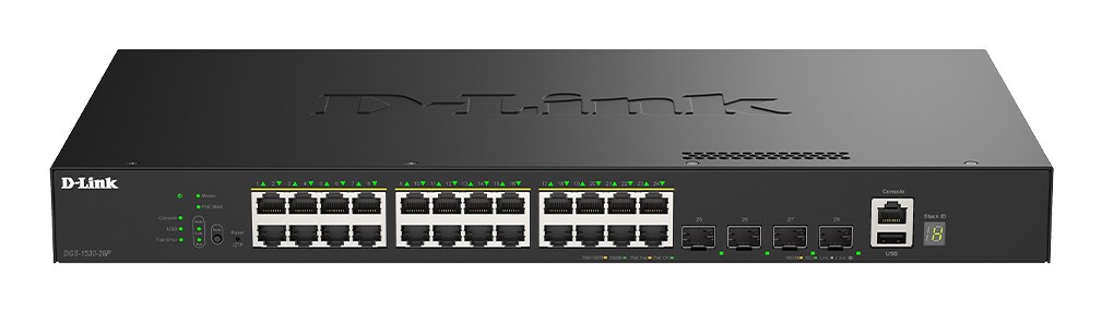 D-Link DGS-1530-28P/E przełącznik sieciowy Zarządzany L2 Gigabit Ethernet (10/100/1000) Obsługa PoE Czarny
