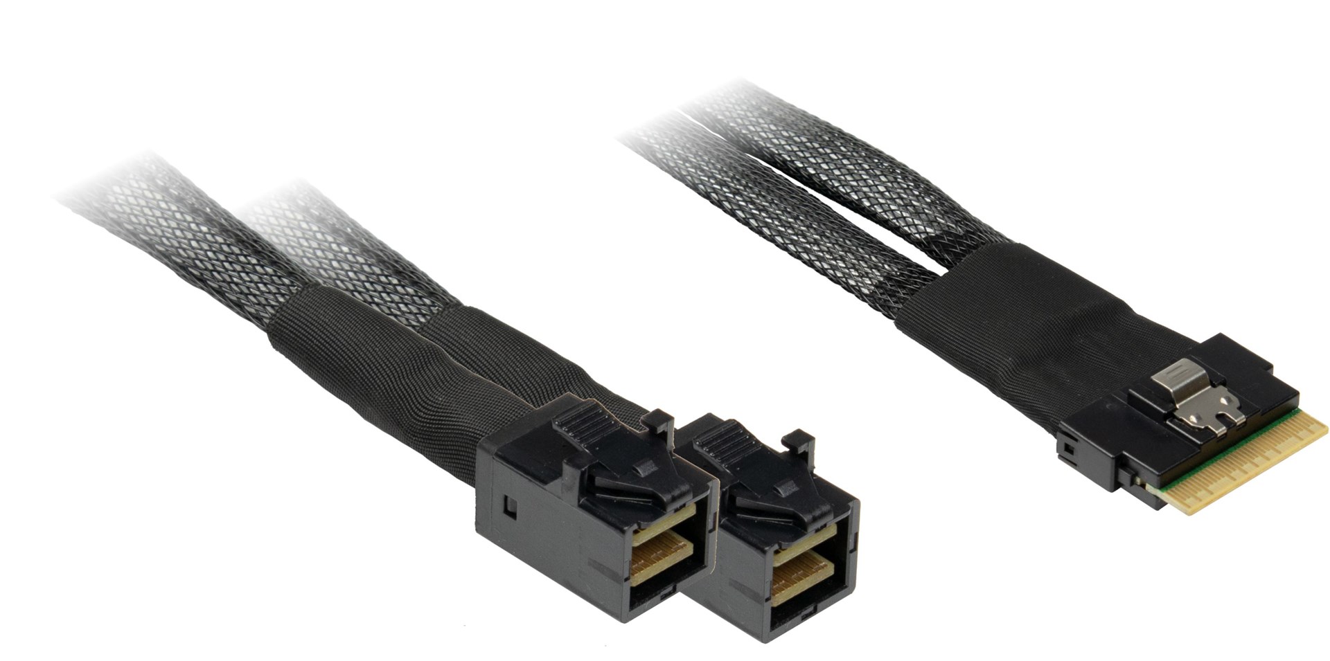 Kabel SFF-8654 8i do 2x SFF-8643 0,75m