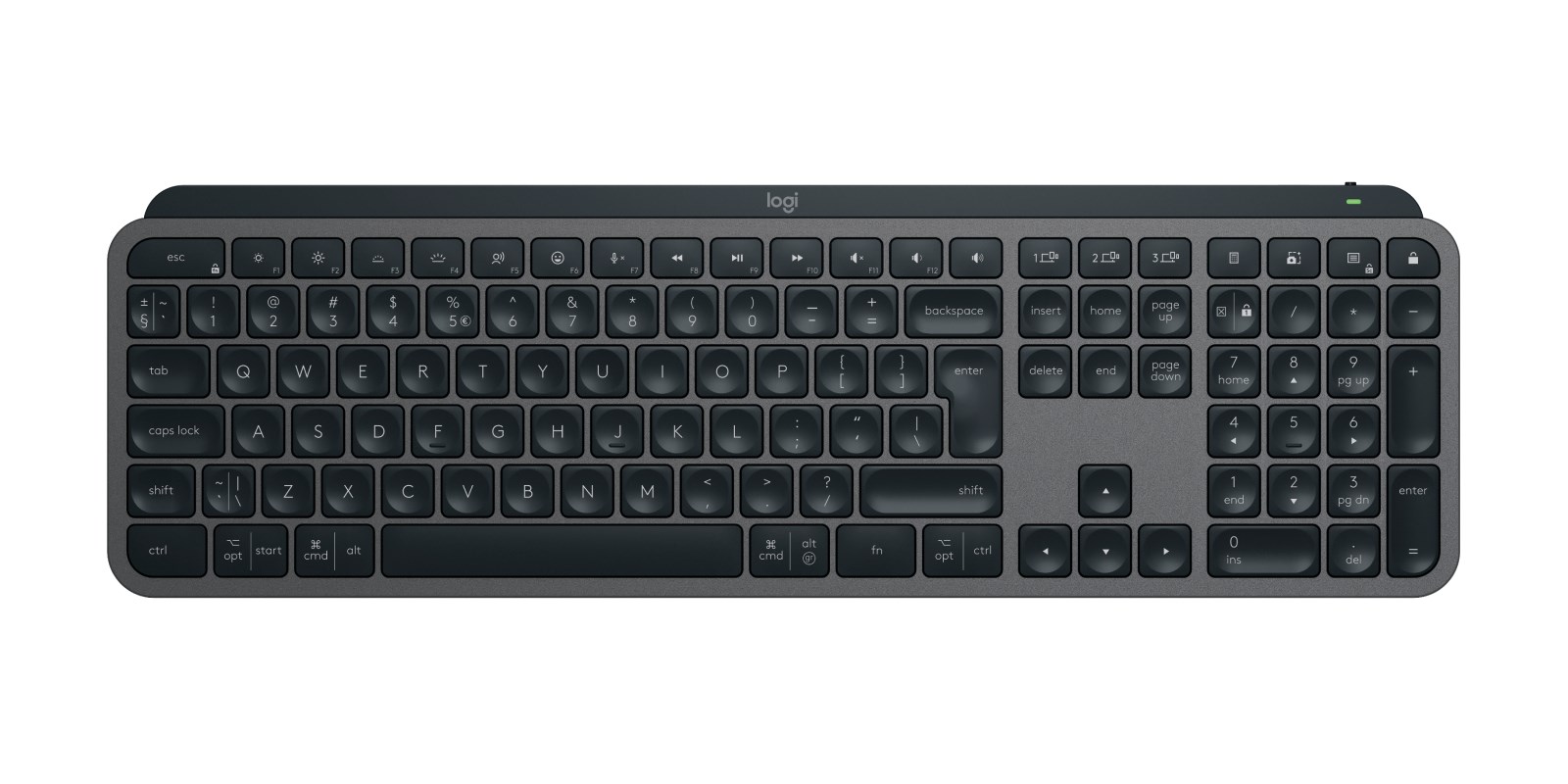 Logitech MX Keys combo for Business Gen 2 klawiatura Dołączona myszka Biuro RF Wireless + Bluetooth QWERTY Amerykański międzynarodowy Grafitowy