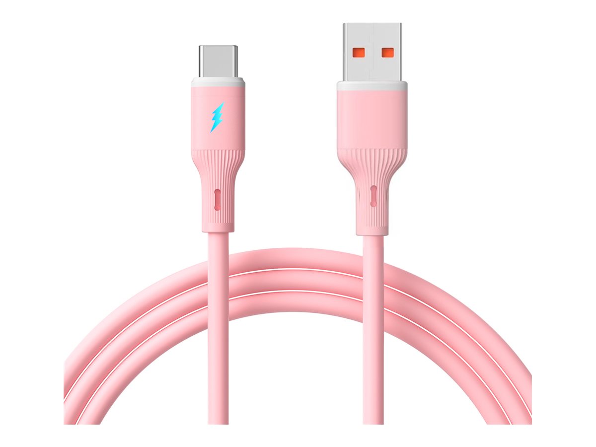 AKYGA Cable USB AK-USB-61 USB A m / USB type C m ver. 2.0 18W 1m Pink Silicone