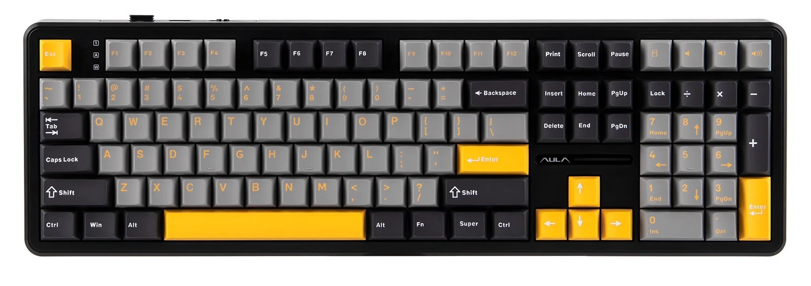 Klawiatura gasket F108 Gray+Orange+Deep Gray Volcano switch RGB AULA