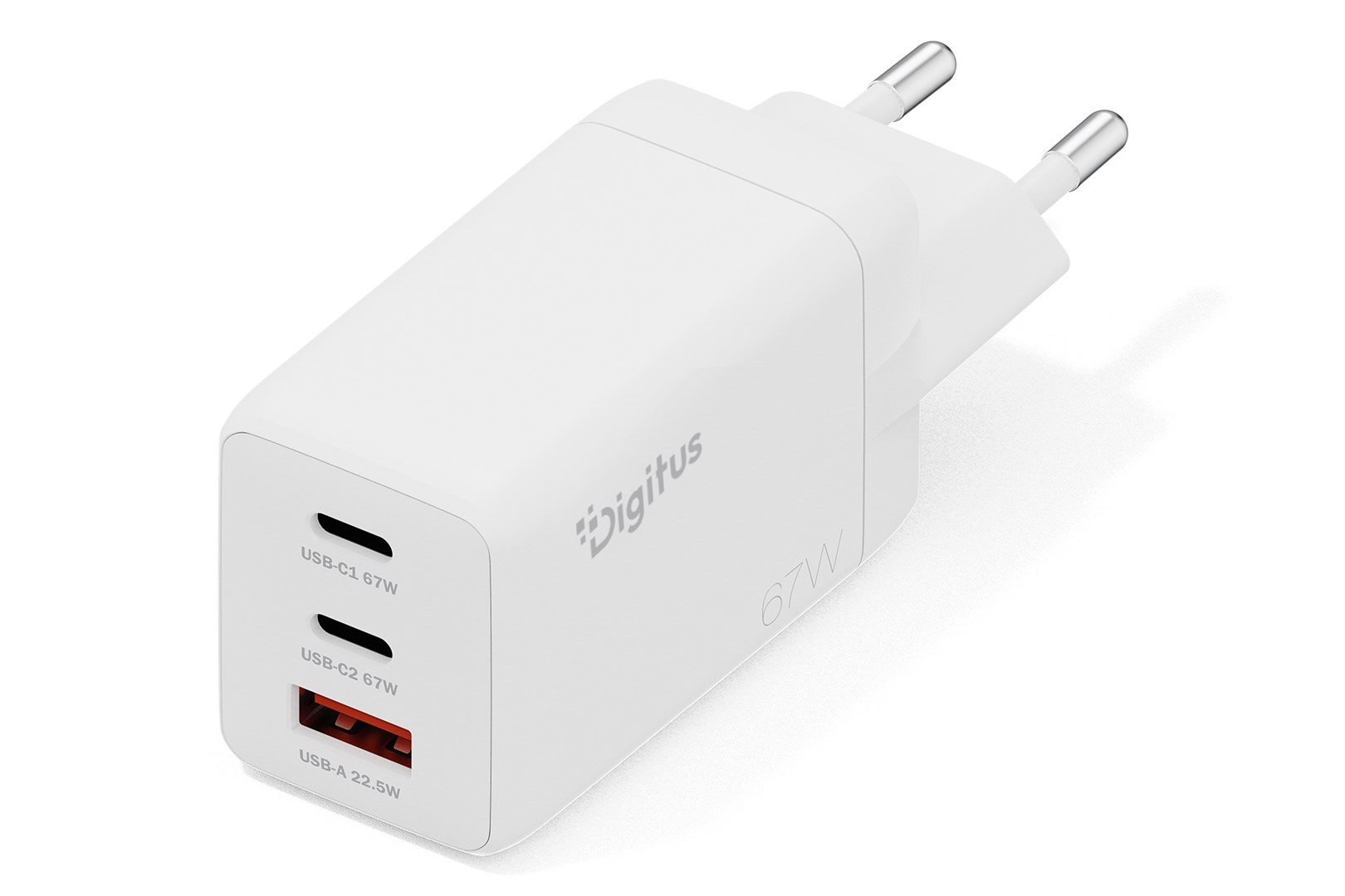 Digitus Ładowarka sieciowa GaN II 67W | 2x USB-C, 1x USB-A | PD 3.0, QC 3.0 | Biała