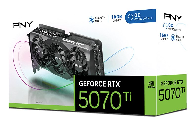 Karta graficzna PNY GeForce RTX 5070 Ti VERTO OC 16GB GDDR7 256-bit PCIe 5.0 3xDisplayPort + 1xHDMI 2.1, 3 wentylatory