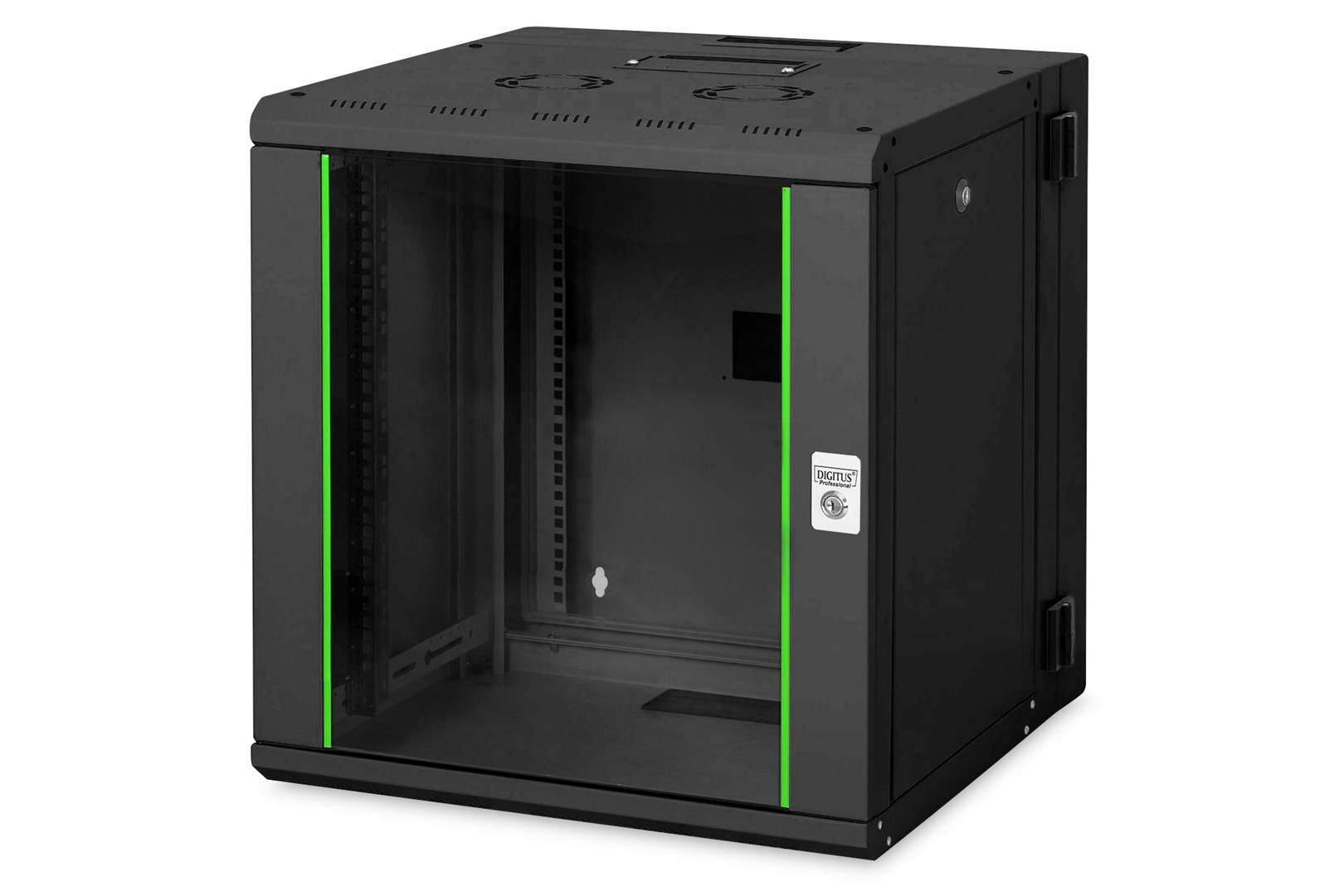 Digitus Szafa sieciowa wisząca Unique 19" 12U rack 600x600, drzwi szyba, czarny, dzielona , złożona, 100kg