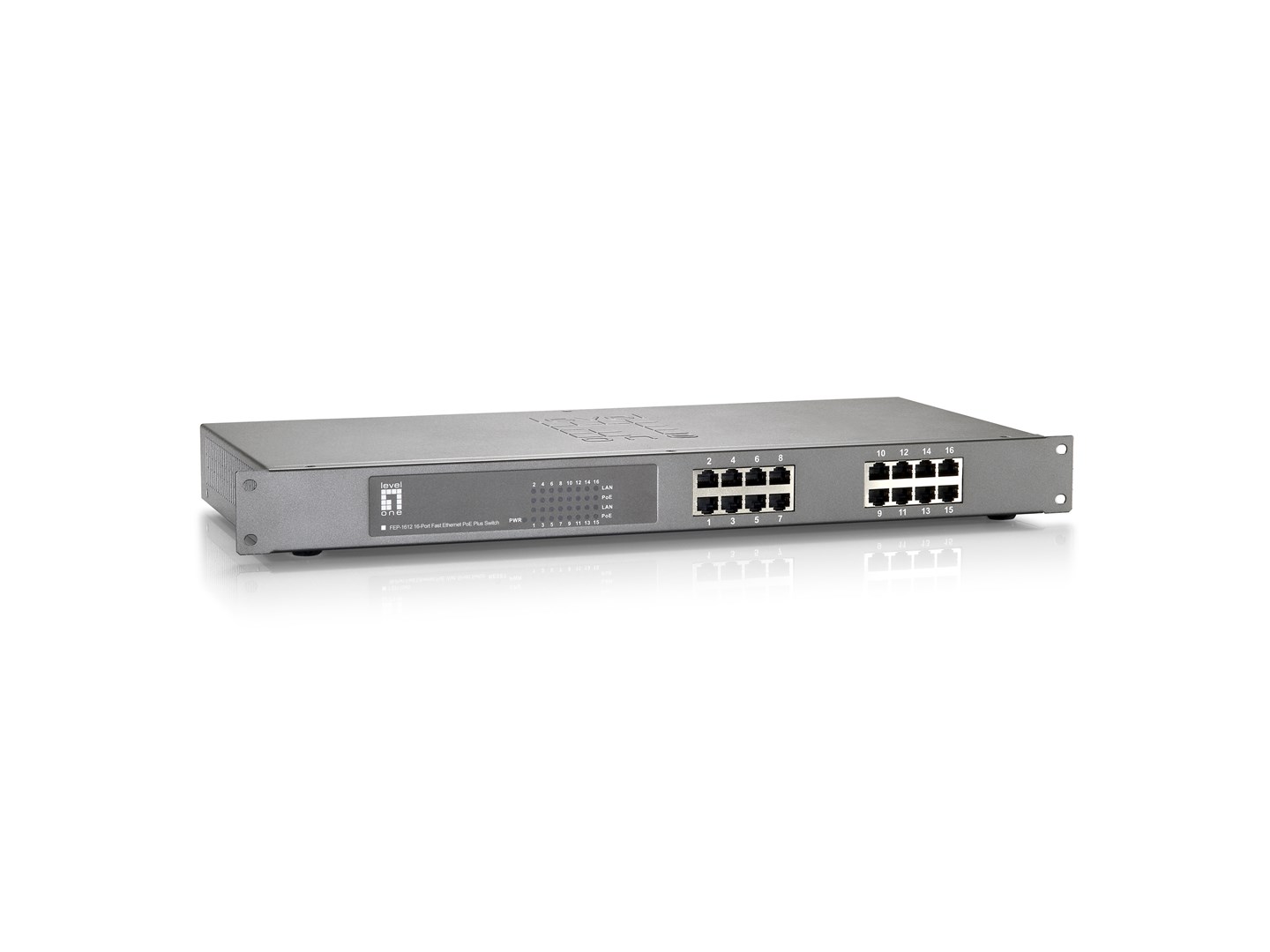 LevelOne FEP-1612 przełącznik sieciowy Nie zarządzany Fast Ethernet (10/100) Obsługa PoE Szary