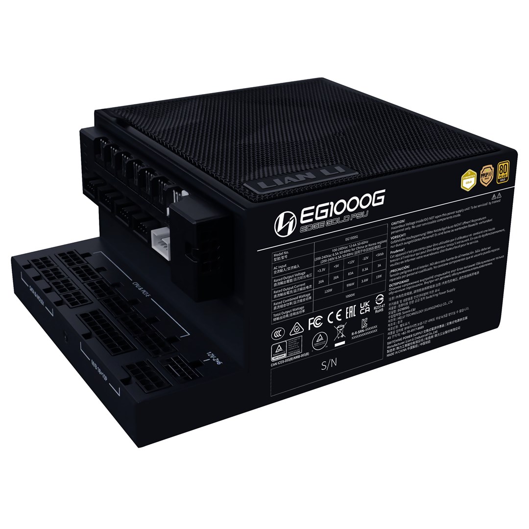 Zasilacz Lian Li 1000W EDGE GOLD 1000 80 PLUS Gold, PCIe 5.1, ATX 3.1, Czarny, USB-Hub