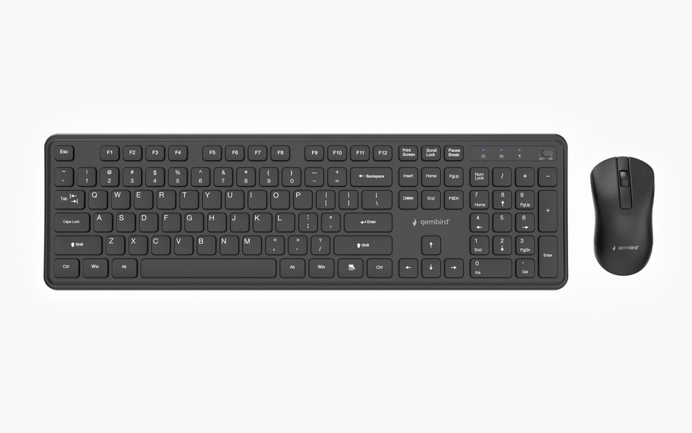 GEMBIRD BEZPRZEWODOWY ZESTAW KLAWIATURY + MYSZ SLIM PRO BUSINESS NA BIURKO, CZARNY, UKŁAD US