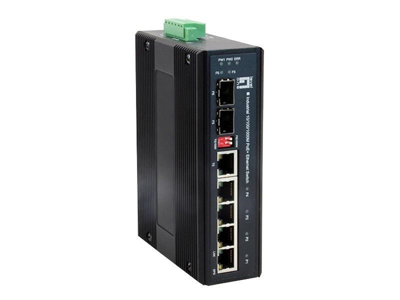 Przełącznik LevelOne Industrial Gigabit PoE+ 6-portowy + DIN 160 W 1 Gb/s