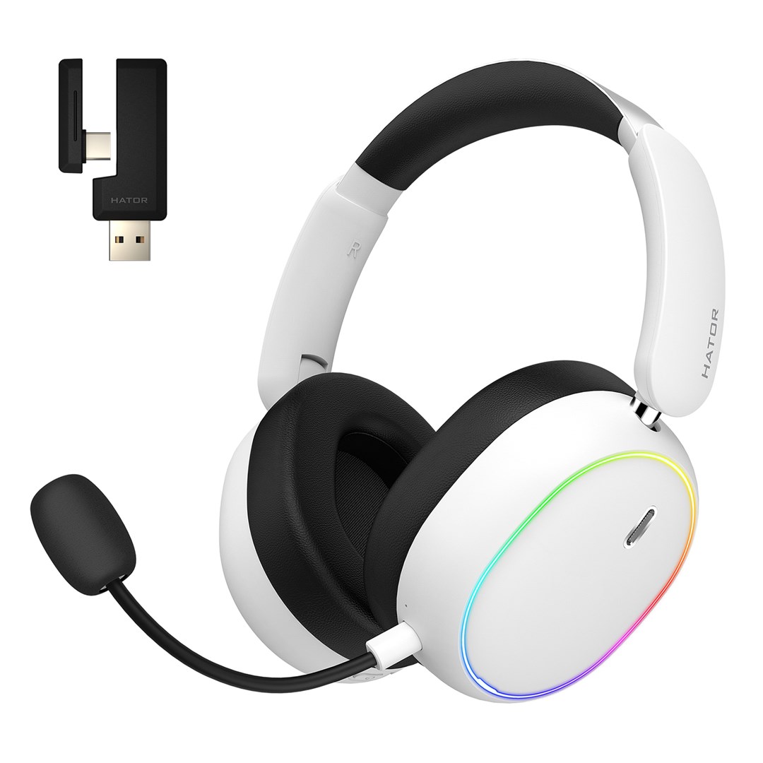 Słuchawki dla graczy Hator Phoenix 2 Wireless bezprzewodowe białe