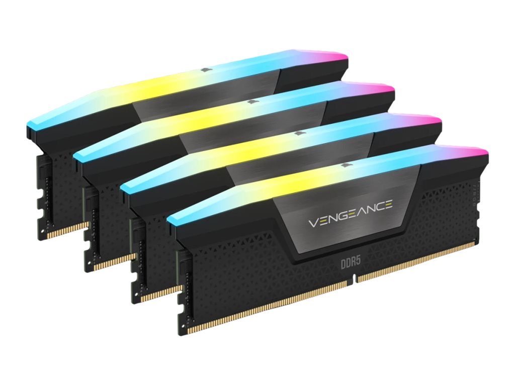 CORSAIR VENGEANCE RGB 64GB 4x16GB DDR5 6600MT/s DIMM Unbuffered 32-39-39-76 Std PMIC XMP 3.0 Black Heatspreader Black PCB 1.4V
