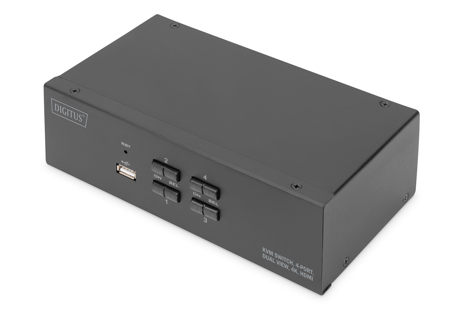 Digitus Przełącznik KVM, 4-portowy, obsługa dwóch monitorów, 4K, HDMI®
