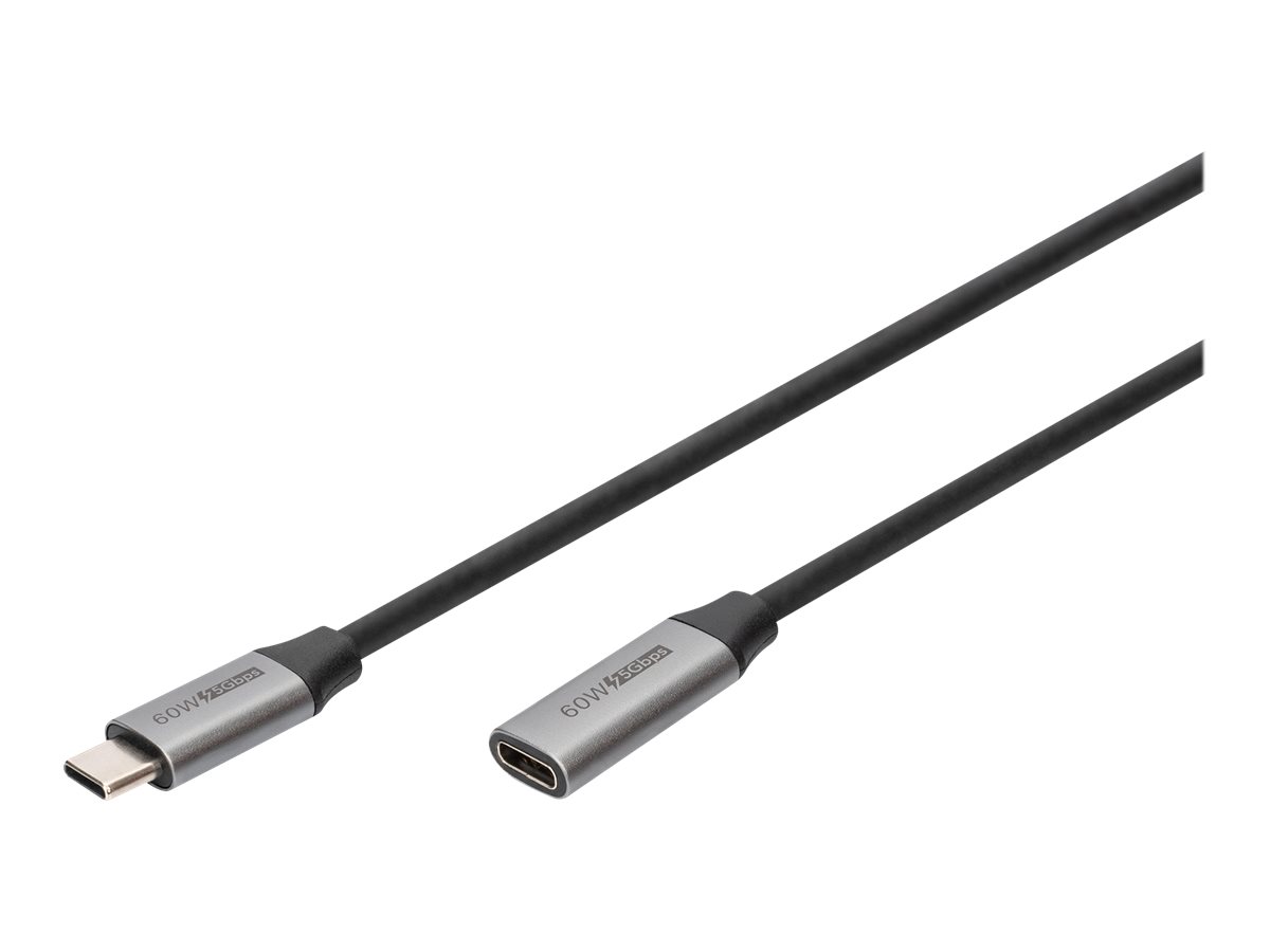 Kabel przedłużający USB 3.0 60W/5Gbps Typ USB C/USB C M/Ż 1m Czarny