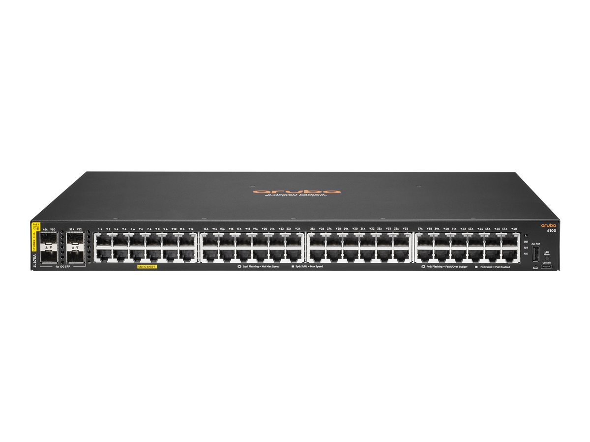 HPE Aruba Switch CX 6100 48G 4SFP+ 48xGBit/4xSFP+ PoE 370W JL675A