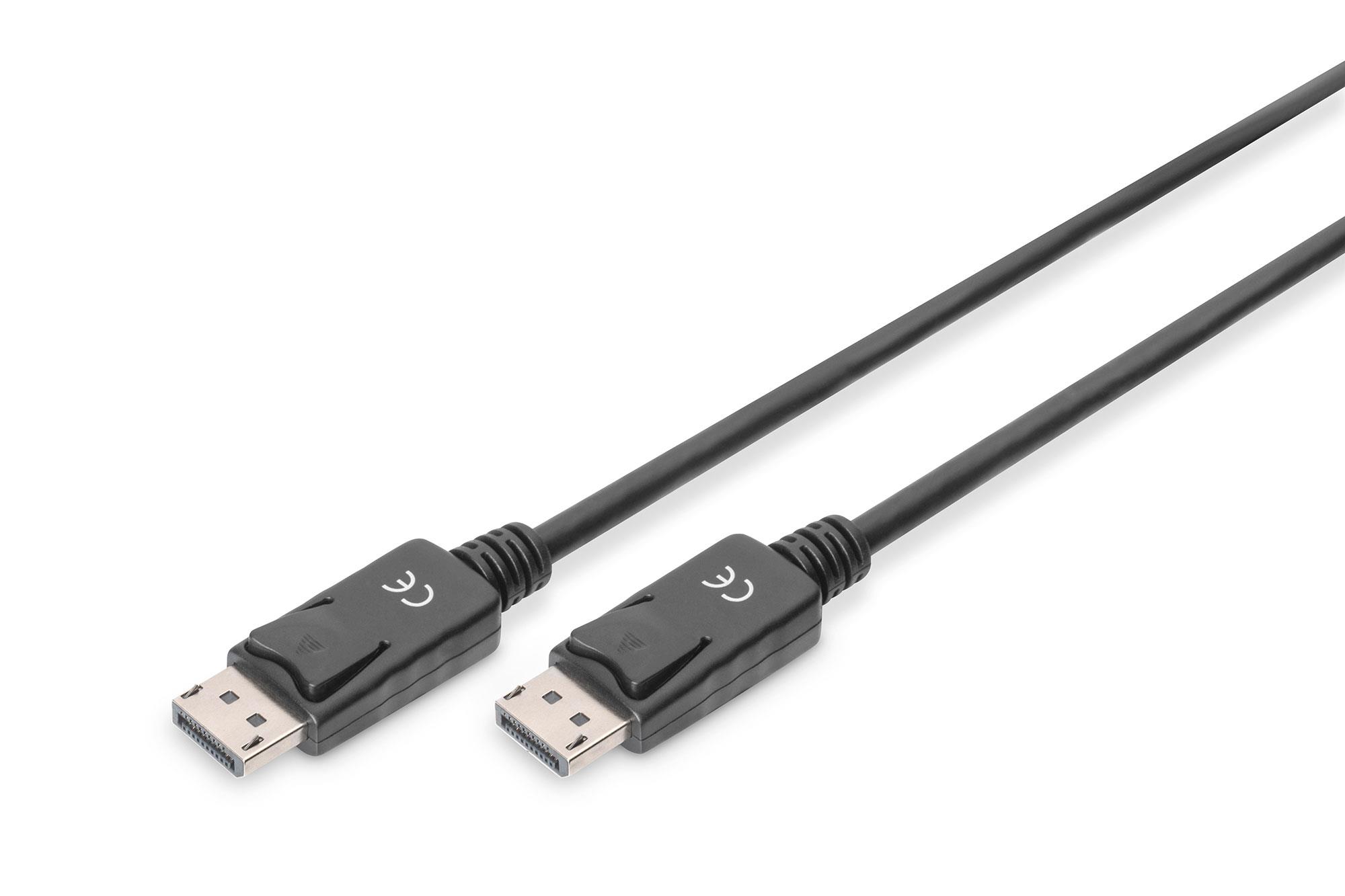 Kabel połączeniowy DisplayPort z zatrzaskami 4K 60Hz UHD Typ DP/DP M/M czarny 2m
