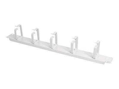 Organizator kablowy 19" 2U, 5x uchwyty stalowe, 85x60 mm, szary