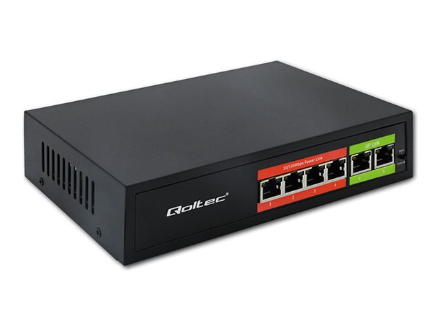 QOLTEC SWITCH POE 4XRJ45 | 2XRJ45 UPLINK | 65W | 10/100MB/S