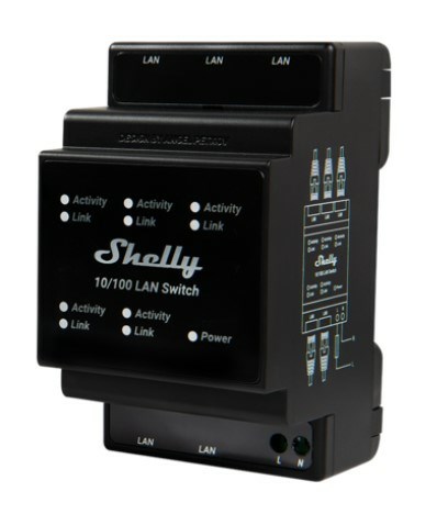Switch LAN Shelly - gniazdko - 5 portów - 10/100 Mbit